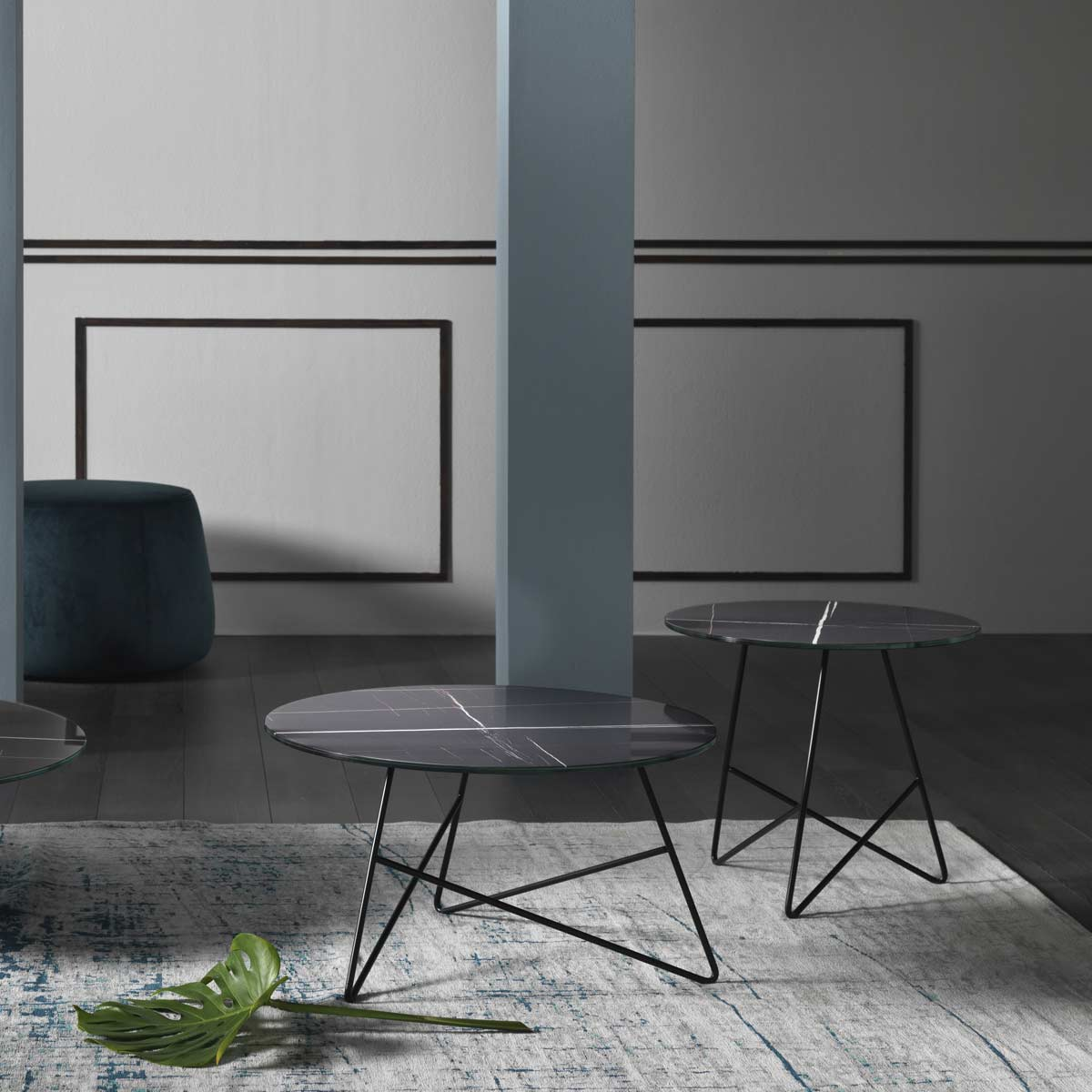 Tavolino moderno in vetro-marmo bianco Calacatta - MEME design - LivingDecò