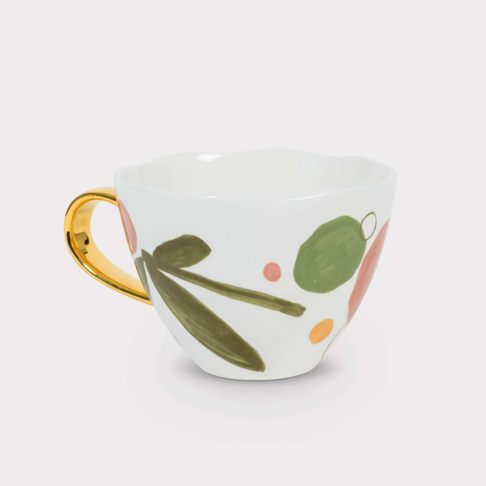 Good Morning - tazza decorata a fiori con piattino