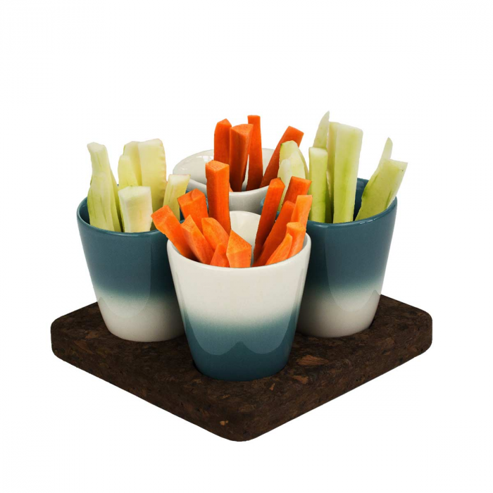 Copus - set 4 tazzine con sfumatura azzurra