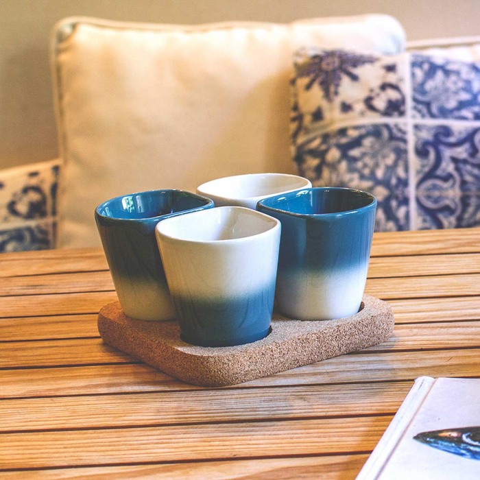 Copus - set 4 tazzine con sfumatura azzurra