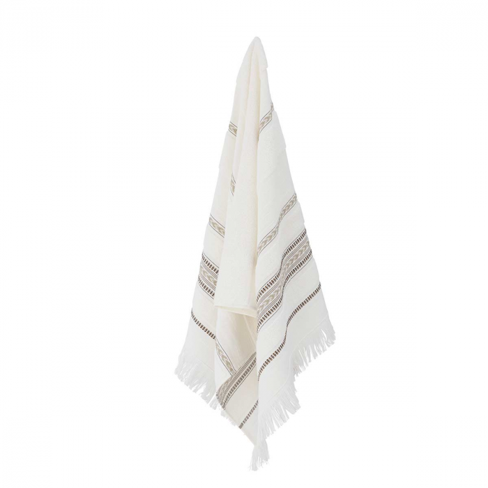 Lovina - Asciugamano doccia bianco con frange e ricami