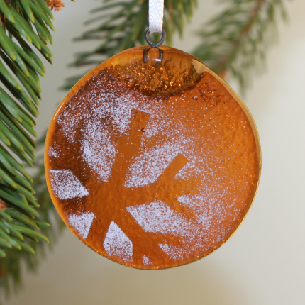 Decorazione natalizia in vetro di Murano ambra