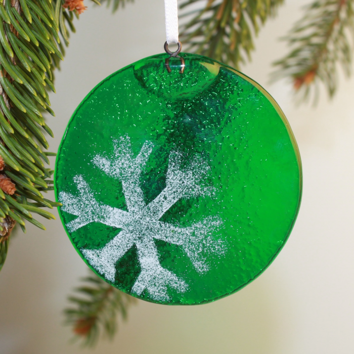 Decorazione natalizia in vetro di Murano verde