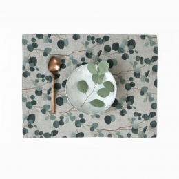 Eucalyptus - set 6 tovagliette in lino naturale stampa con foglie Eucalyptus - set 6 tovagliette in lino naturale stampa con foglie
