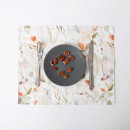 Leaves - set 6 tovagliette in lino bianco stampa con foglie Leaves - set 6 tovagliette in lino bianco stampa con foglie