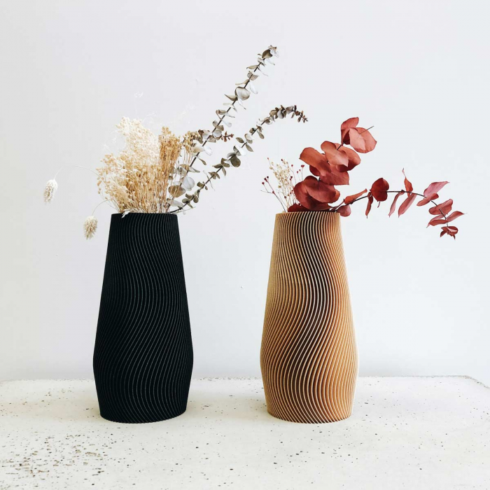 Wave - vaso di design color legno naturale