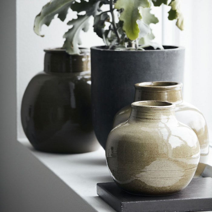 Aju - vaso tondo in gres verde