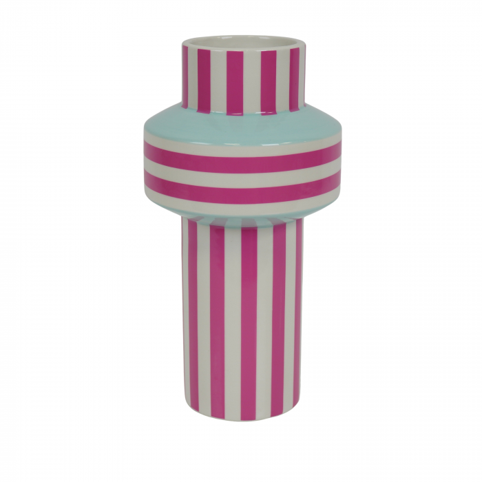 Pretty -Vaso a righe fucsia e verde menta in ceramica