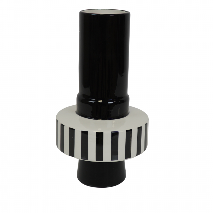 Stripe - vaso alto in ceramica, bianco e nero