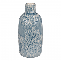 Romina - Vaso in ceramica blu con motivo floreale