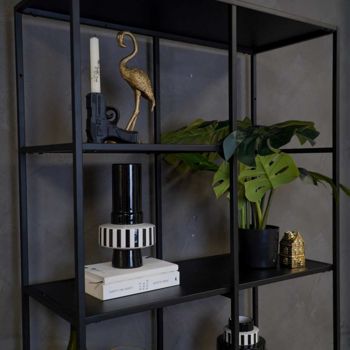Stripe - vaso alto in ceramica, bianco e nero
