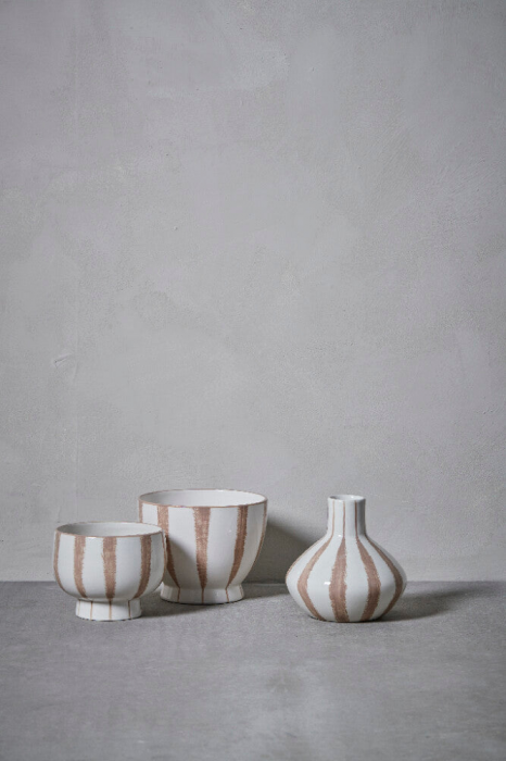 Anivia - portavaso in ceramica con righe marrone dorato