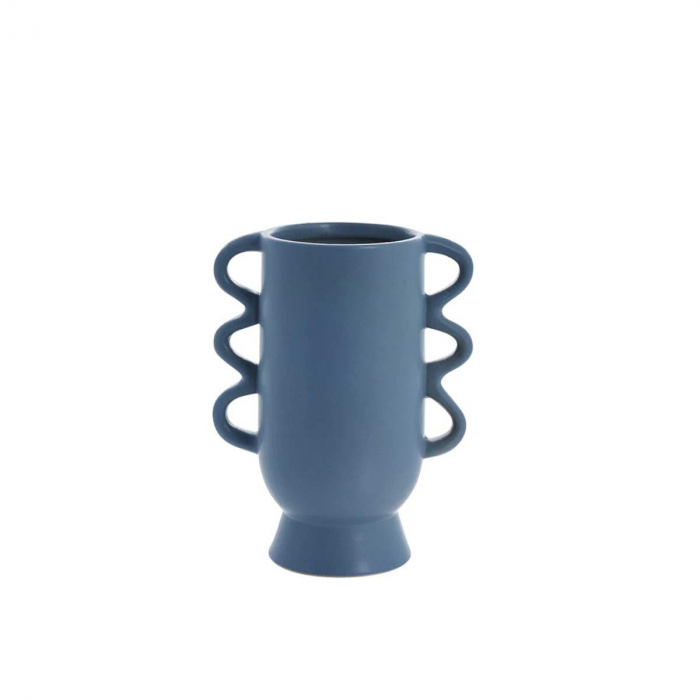 Suselle - Vaso azzurro in ceramica con manici decorativi