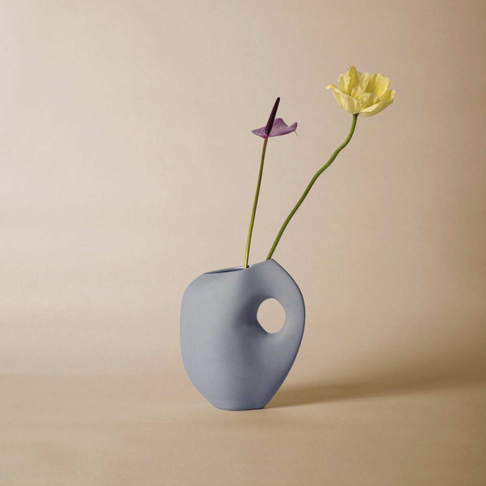 Aura - Vaso in ceramica azzurro polvere