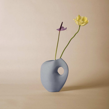 Aura - Vaso in ceramica azzurro polvere