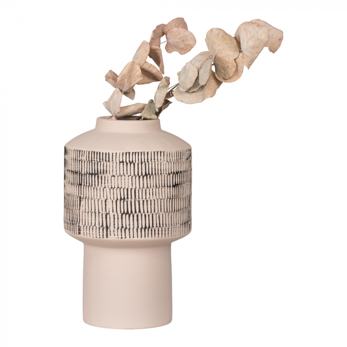 Paul - Vaso in ceramica beige chiaro con motivo a rilievo