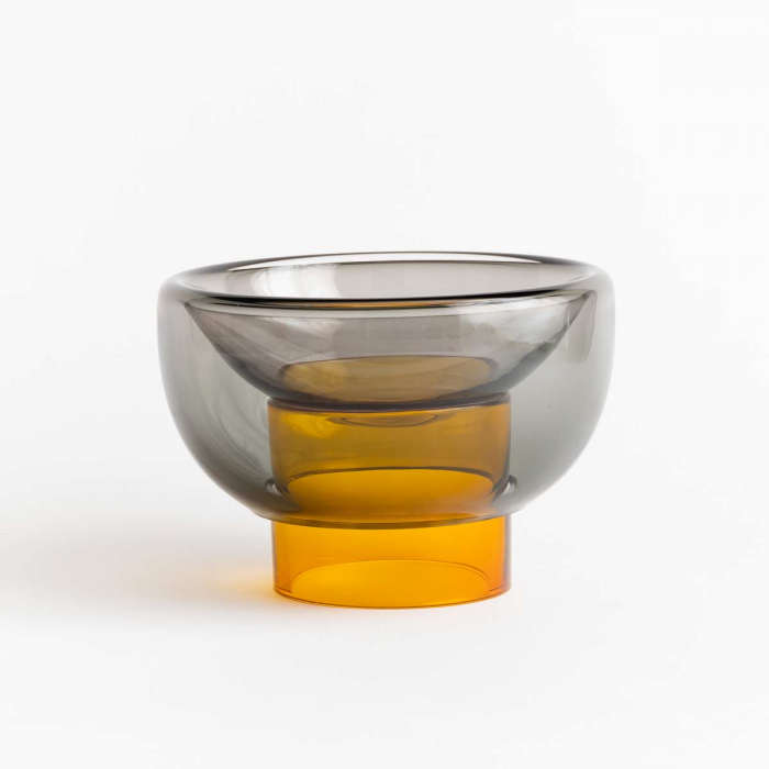 Sphere - vaso doppio in vetro grigio e arancione