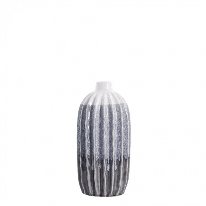 Aysia - Vaso alto in ceramica grigia con decorazione in smalto