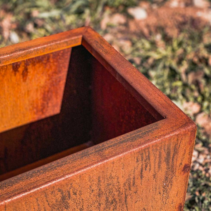 Poly - vaso rettangolare in corten