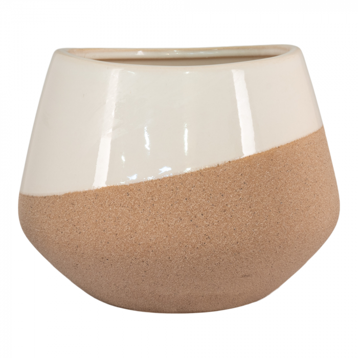 Lina - Portavaso in ceramica beige e terracotta