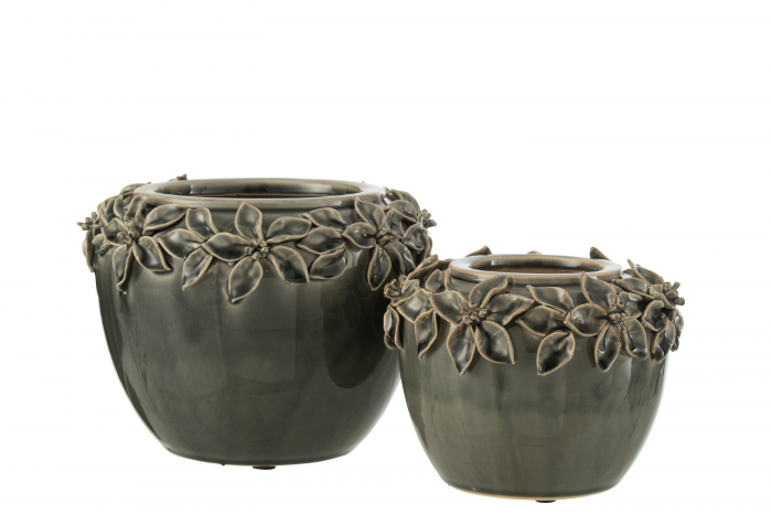 Florai L - Portavaso in ceramica grigio