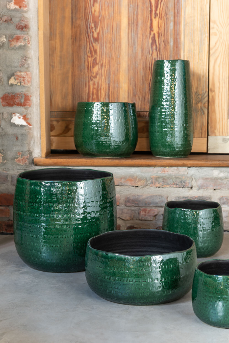 Grun S - portavaso da interni in ceramica verde