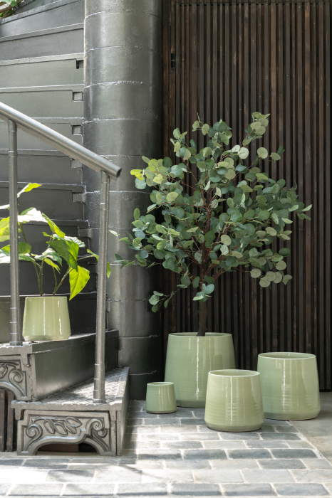 Round S - portavaso  rotondo in ceramica verde piccolo