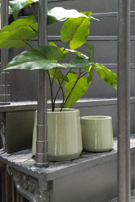 Round S - portavaso  rotondo in ceramica verde piccolo