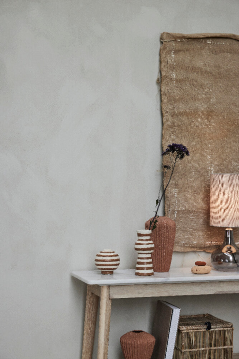 Aniella- Vaso alto marrone e bianco e righe