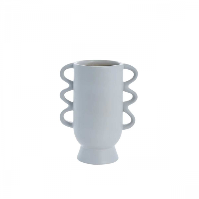 Suselle - Vaso bianco in ceramica con manici decorativi