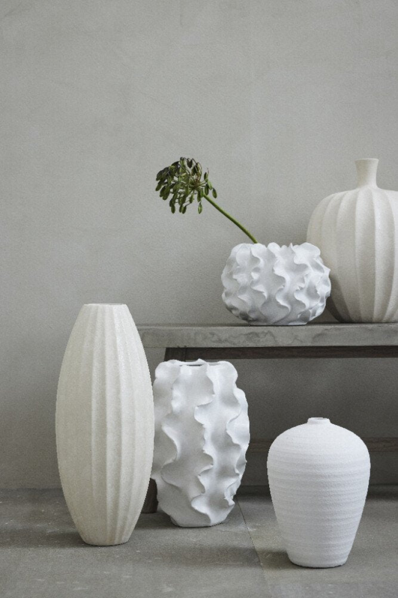 Esme - Vaso alto ceramica, bianco avorio - LivingDecò