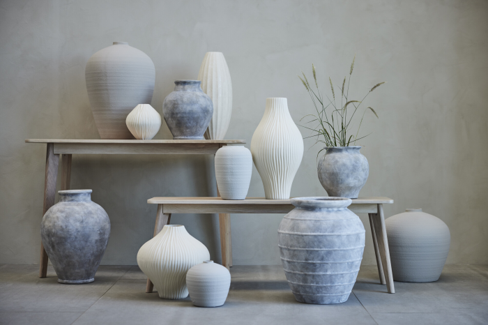 Esmia - Vaso decorativo in ceramica bianco avorio