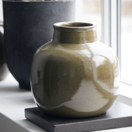 Aju - vaso tondo in gres verde