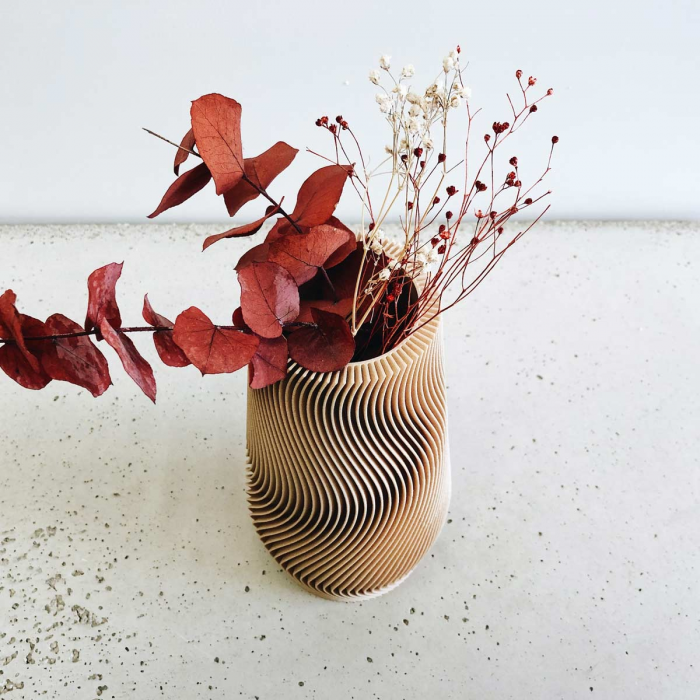 Wave - vaso di design color legno naturale