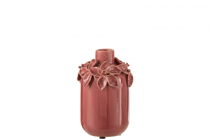 Florai - Vaso con fiori in ceramica rossa