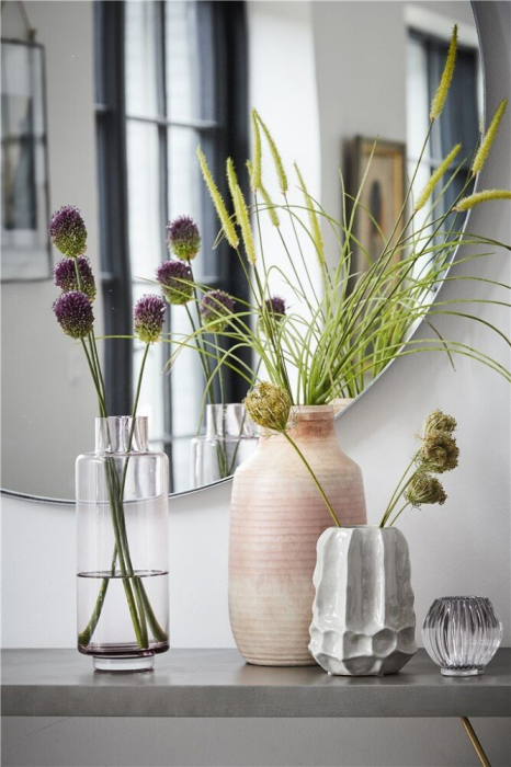 Hedria - Vaso alto in vetro rosa antico, 30 cm