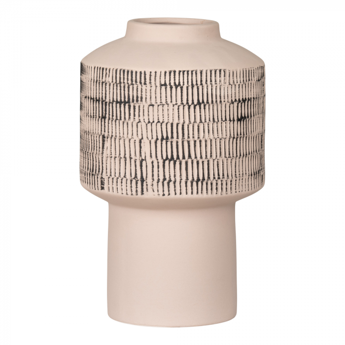 Paul - Vaso in ceramica beige chiaro con motivo a rilievo