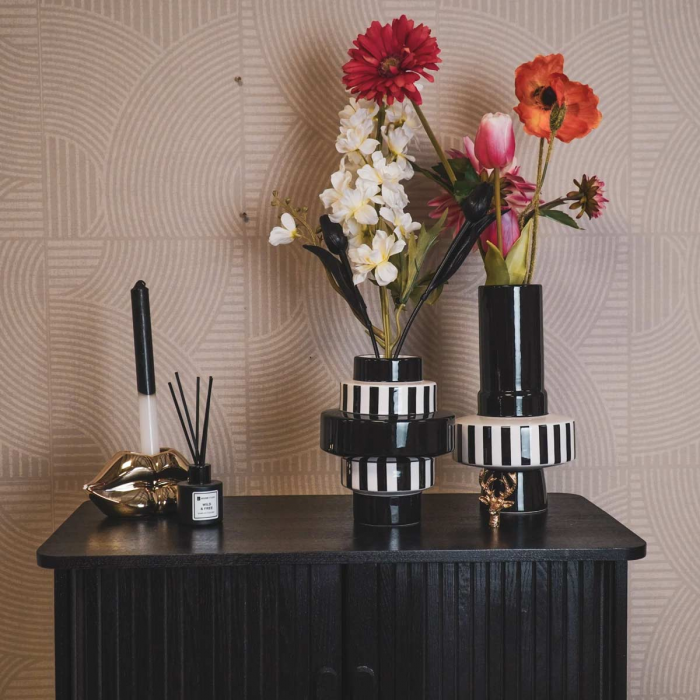 Step - Vaso bianco e nero in ceramica