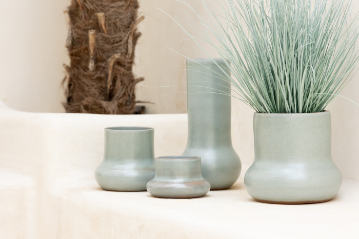 Ali - Vaso in ceramica verde grigio