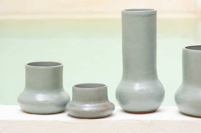 Ali - Vaso in ceramica verde grigio