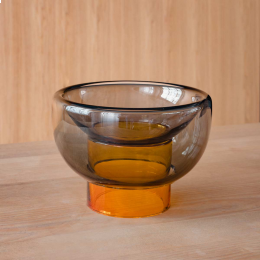 Sphere - vaso doppio in vetro grigio e arancione