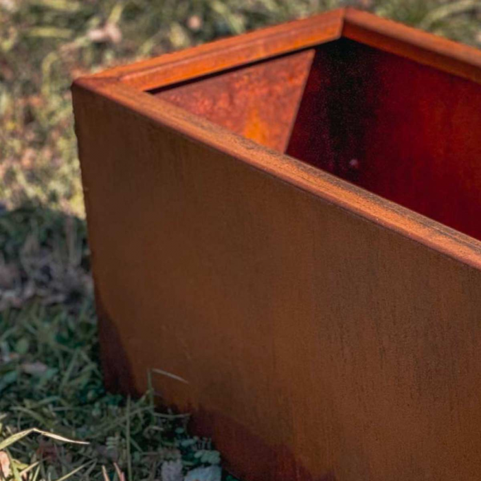 Poly - vaso rettangolare in corten