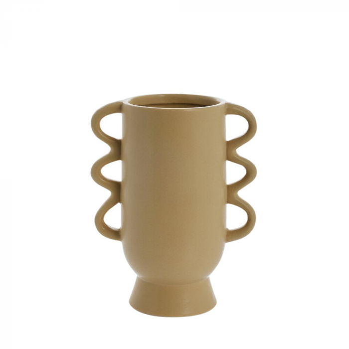 Suselle - Vaso giallo in ceramica con manici decorativi