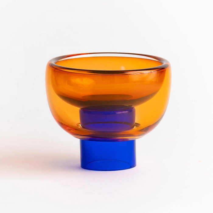 Sphere - vaso ciotola  in vetro arancione e blu