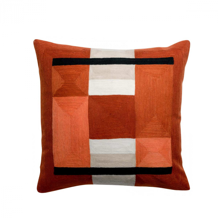 Dea - Cuscino arredo ricamato rosso arancione