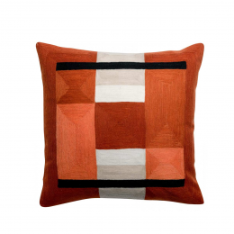 Dea - Cuscino arredo ricamato rosso arancione