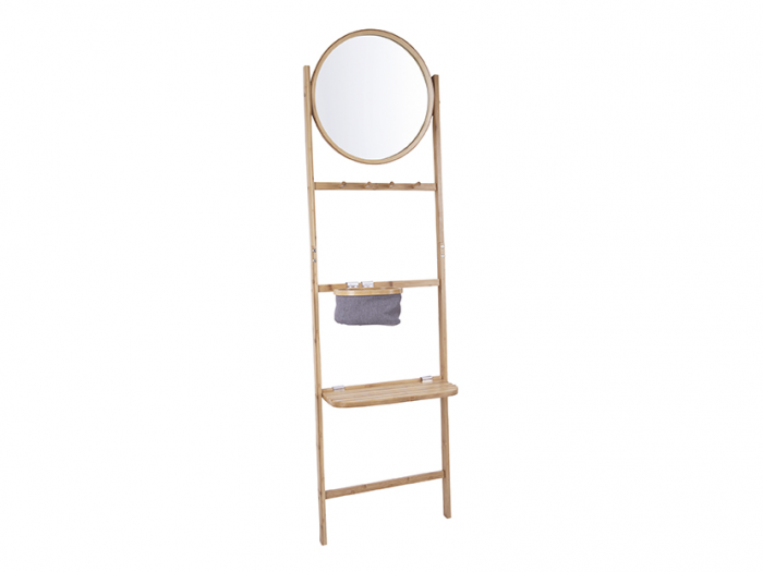 Bamboo - porta asciugamani a scala con specchio