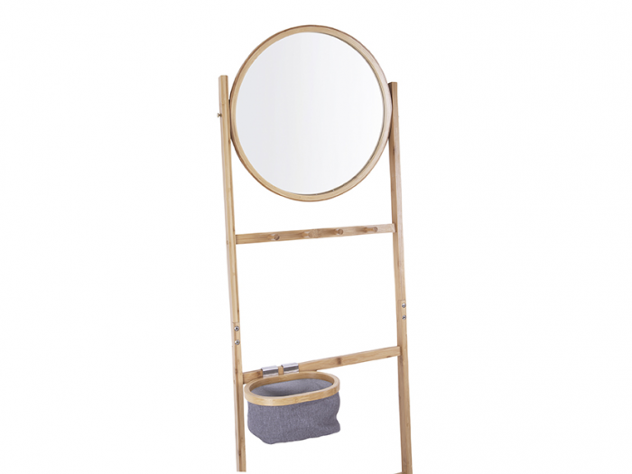 Bamboo - porta asciugamani a scala con specchio