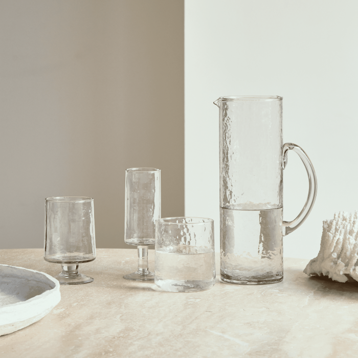 Hammered - 4 bicchieri da vino in vetro trasparente