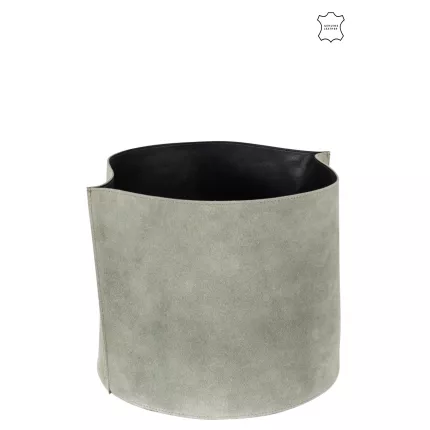 Arlo - Cesto portaoggetti in pelle grigio-verde
